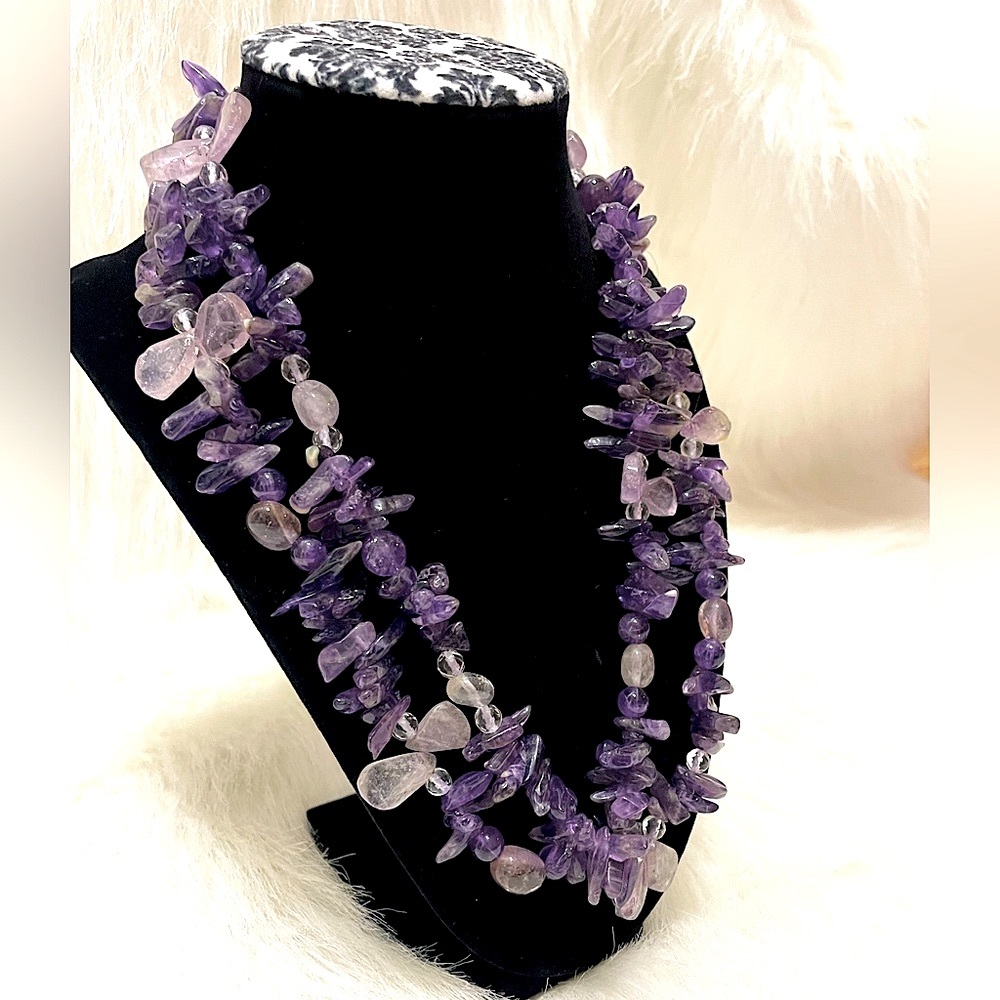 Handmade layered amethyst necklace